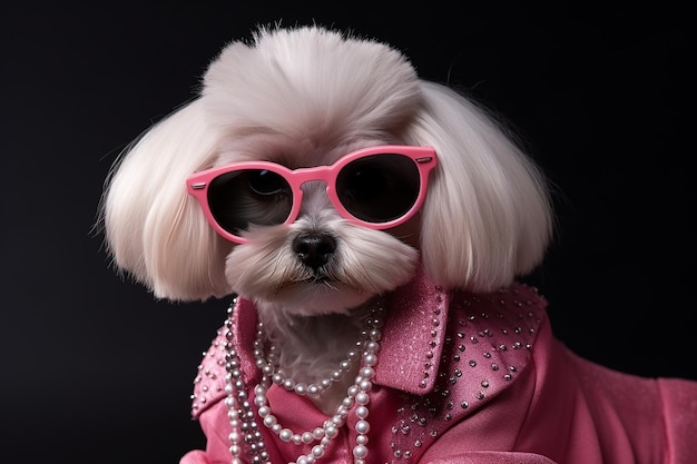 Maltese Dog Puppy in Glam Fashionable Couture