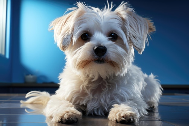 Maltipu dog studio photo isolated in white studio generative IA