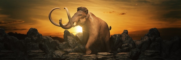 mammoth at sunset 3d rendering