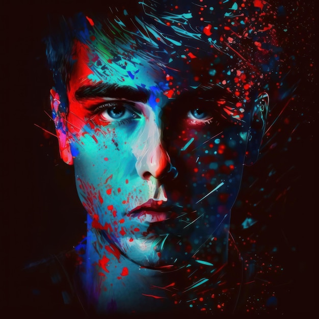 Man in abstract style Beautiful colorful illustration Vector style Generative AI