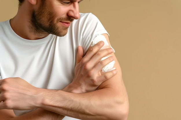 Man Applying Cream to Irritated Skin on Arm