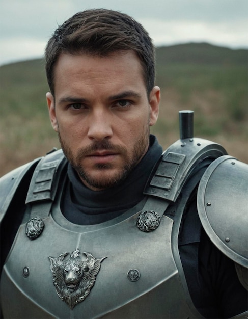 Photo a man in a armor with a number of lions on the chest