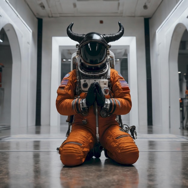 Photo a man in an astronaut suit with the word astronaut on the side of his suit