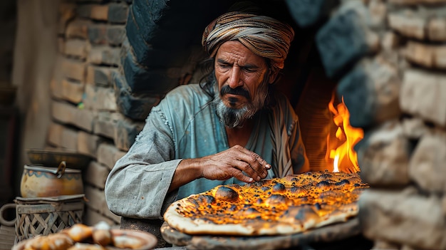 MAN BAKING INDIAN NAAN BREADS