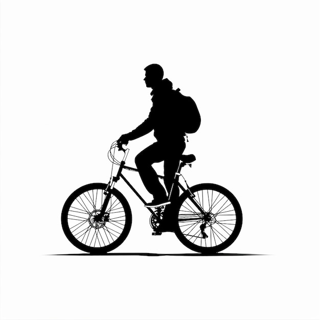 Photo a man on a bike with a backpack on his back