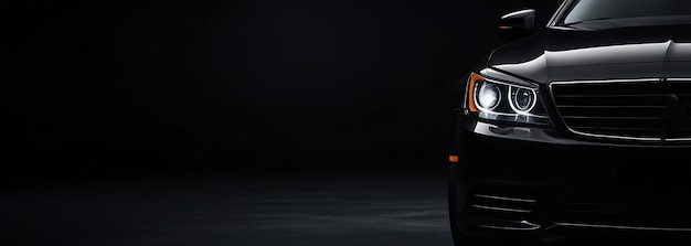 Photo a man in a black suit stands in front of a black background with a red light