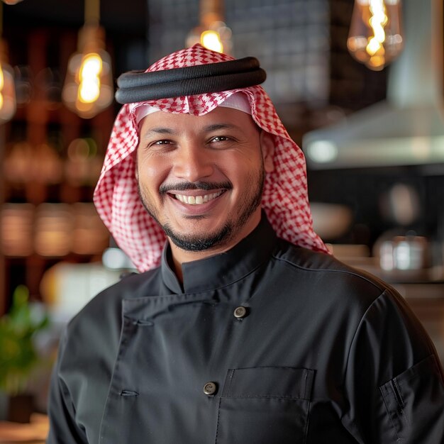 Photo a man in a black and white shirt is smiling