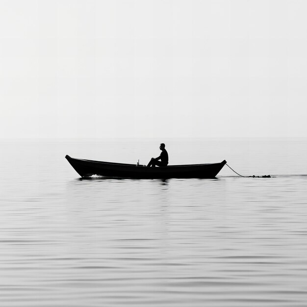 Photo a man in a boat with a man in the water