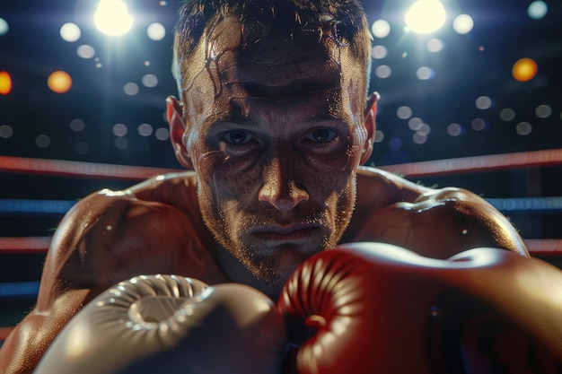 Photo a man in a boxing ring with the word quot on the face