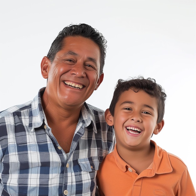 a man and a boy smiling for the camera