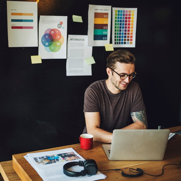 Man Busy Photographer Editing Home Office Concept