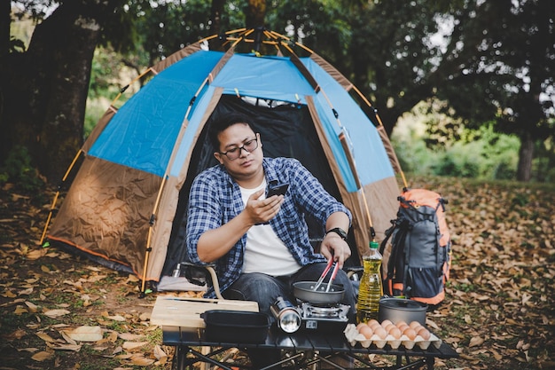 Man On Camping Holiday