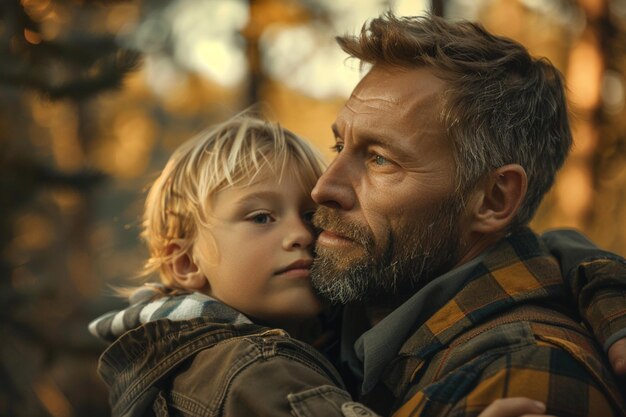 Photo a man and a child are holding their hands together