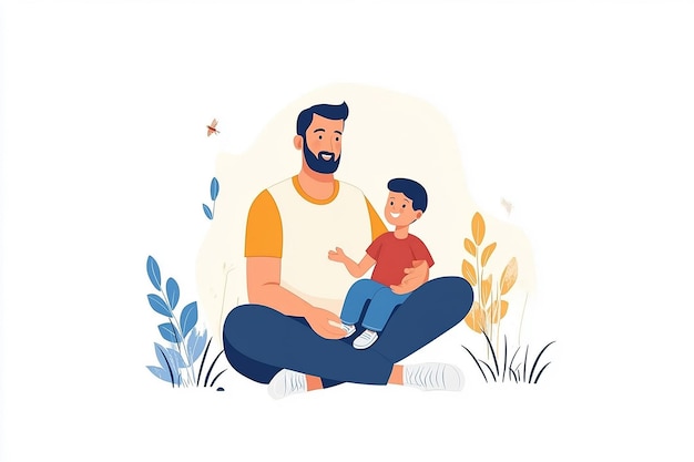 a man and a child are sitting in the grass