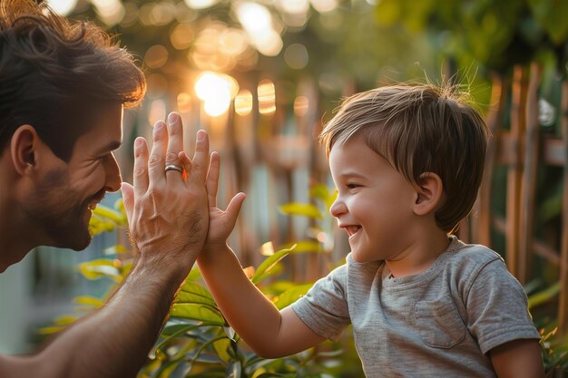 Man child high five