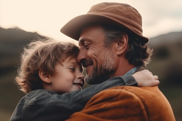 A man and a child hugging