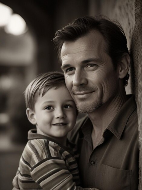 a man and a child pose for a picture with a man holding a little boy