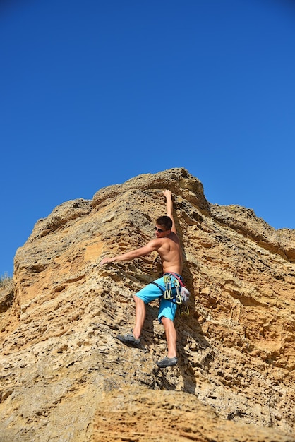 Man climbing on Mountain