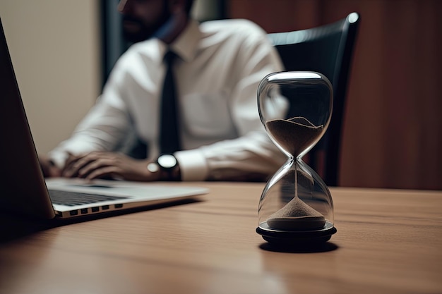 Man At Computer In Workplace Focuses On The Task At Hand Hints Of Times Passage Found