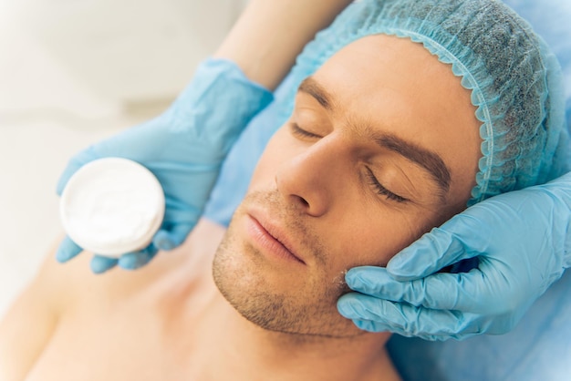 Man at the cosmetician