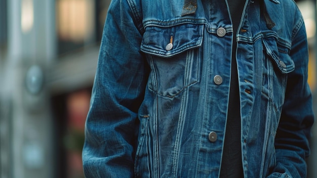 Man in Denim Jacket Casual Rugged Versatile Trendy