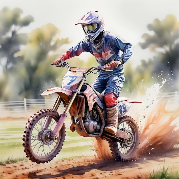 a man on a dirt bike with a star on his shirt