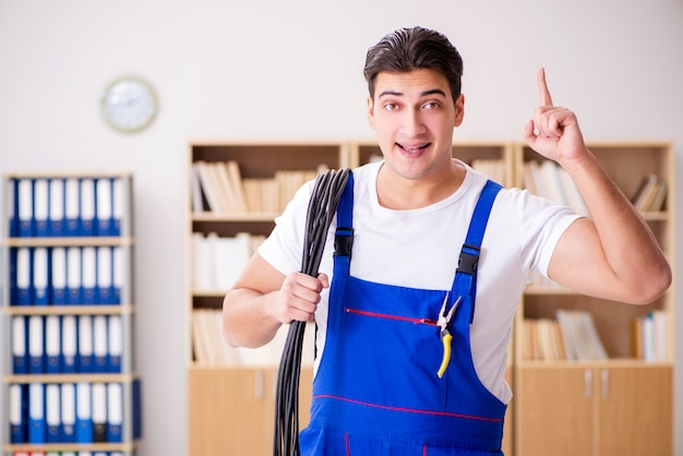 Man doing electrical repairs at home