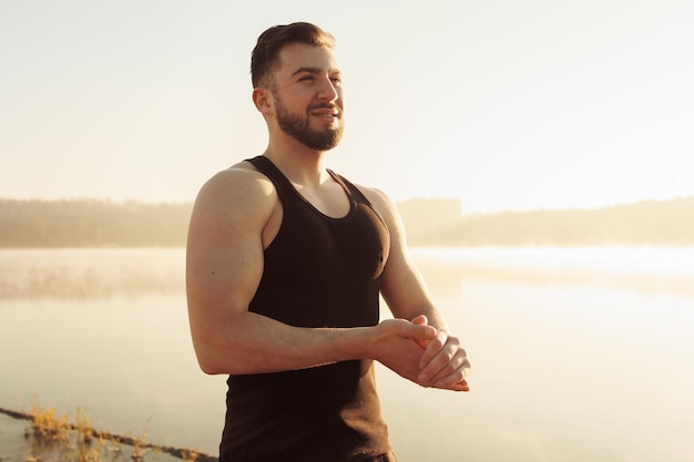 Man doing sport outside Fitness concept