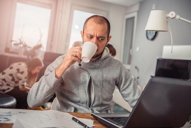 Man drinking coffee