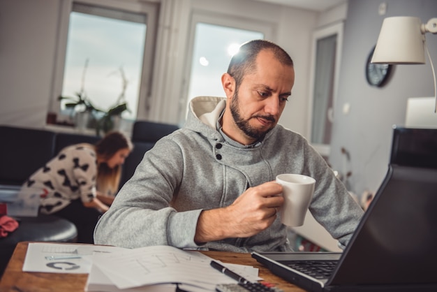 Man drinking coffee