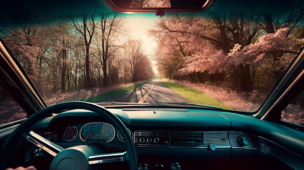 A man driving a car with the number 1000 on the dashboard.