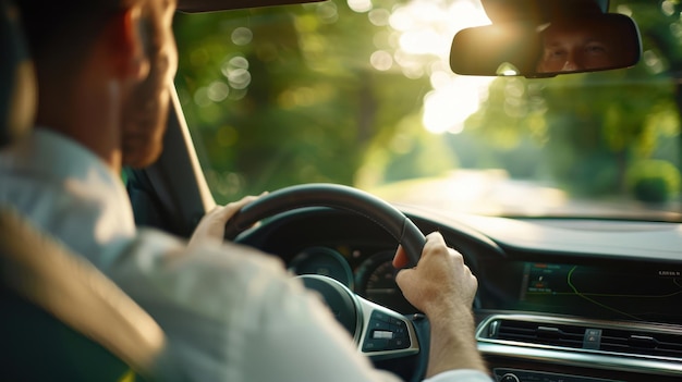 A man driving car