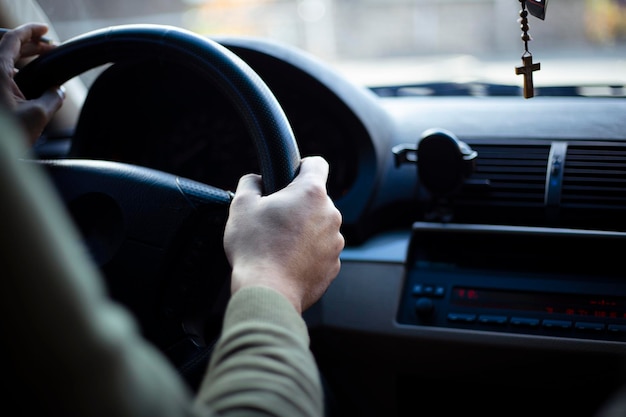 Man driving a car