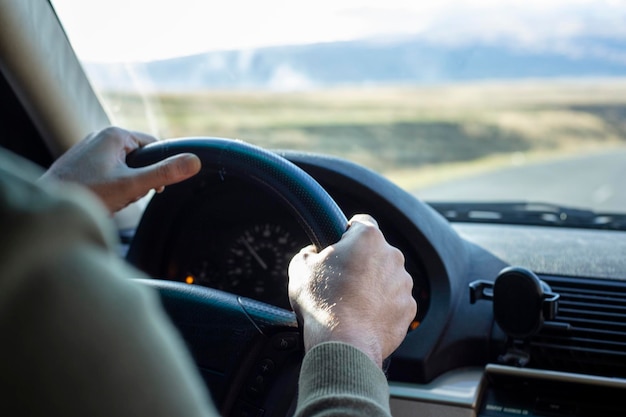 Man driving a car