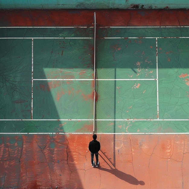 Photo a man engages in a thrilling tennis match on a pristine court