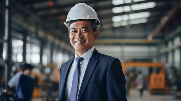 Man engineer standing on construction site Engineer working on outdoor project