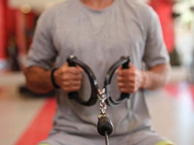 A man exercising in the gym