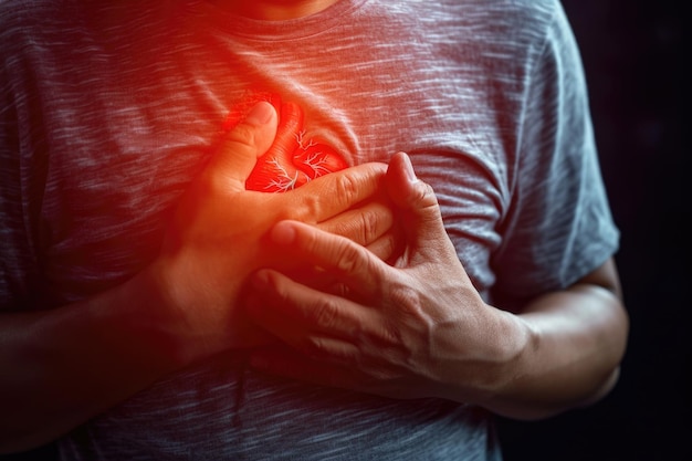 Man experiencing chest pain Heart attack symptom