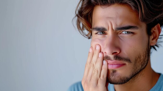 Man Experiencing Severe Toothache Pain Touching Jaw