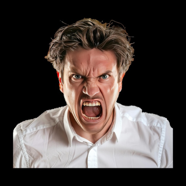 Man expressing anger with intense facial expression