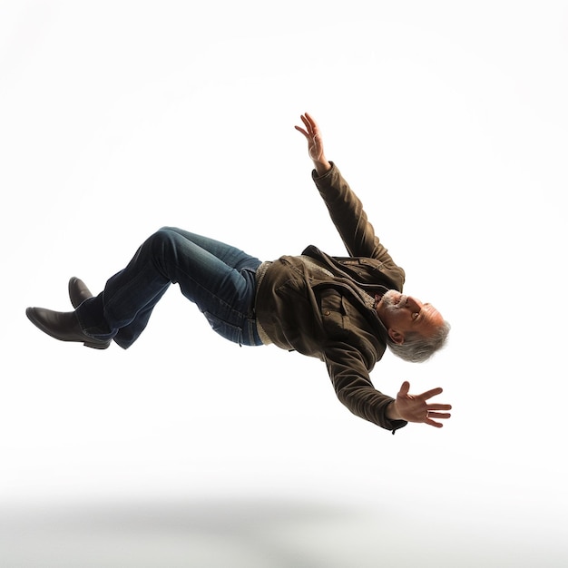 Photo a man falling from height