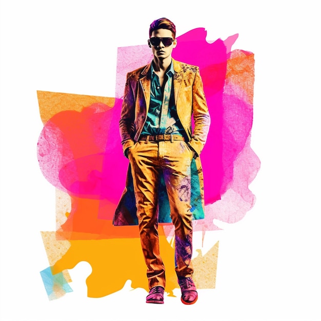 Man Fashion illustration in vibrant and bold colors