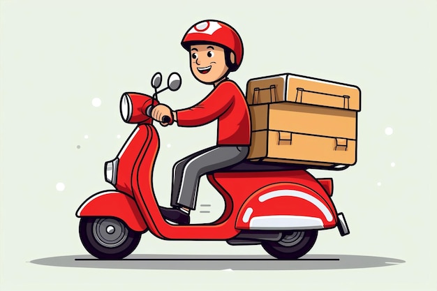 Man fast car order online package business motorcycle box scooter courier delivery speed service