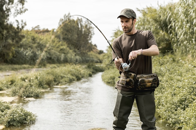 Man fishing at the river