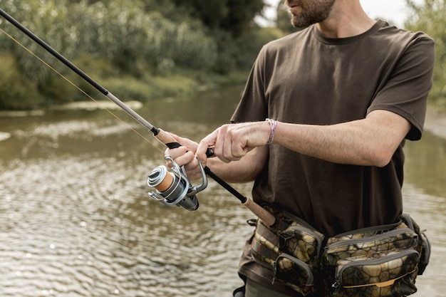 Man fishing at the river