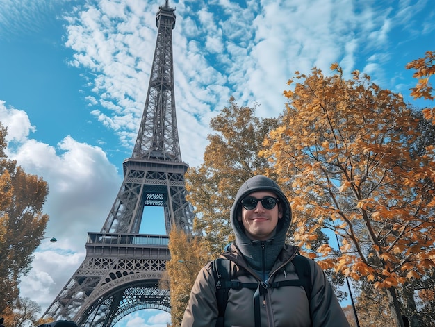 Man in Front of Eiffel Tower