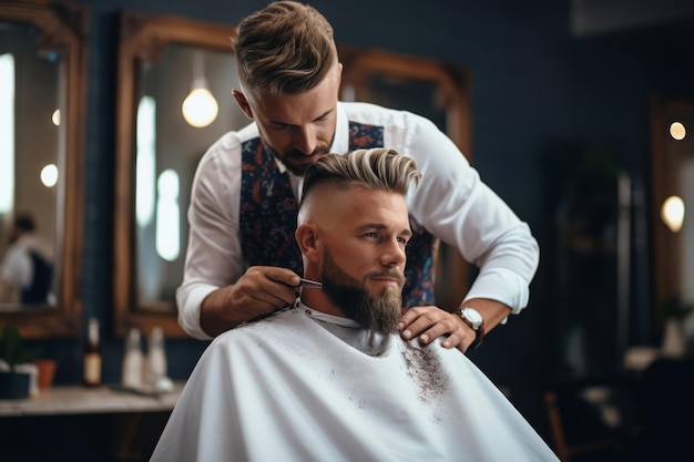 Man getting a haircut at the hairdresser39s salon