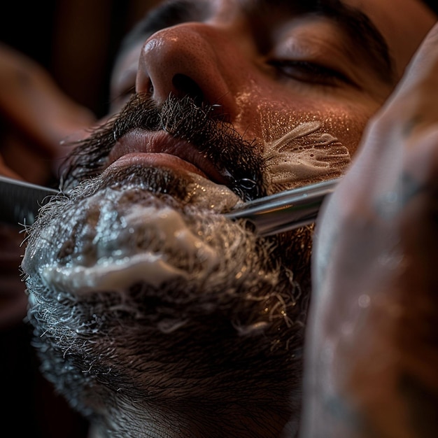 a man getting his hair trimmed with a razor