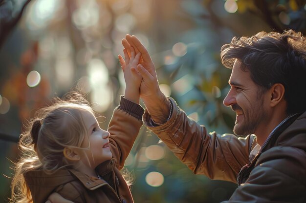 Man girl high five gesture