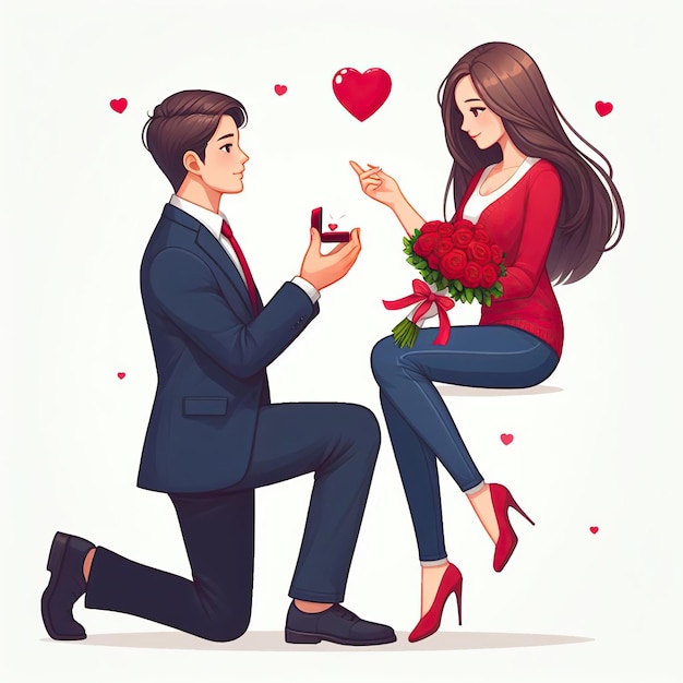 A man giving an engagement box diamond ring Marriage proposal